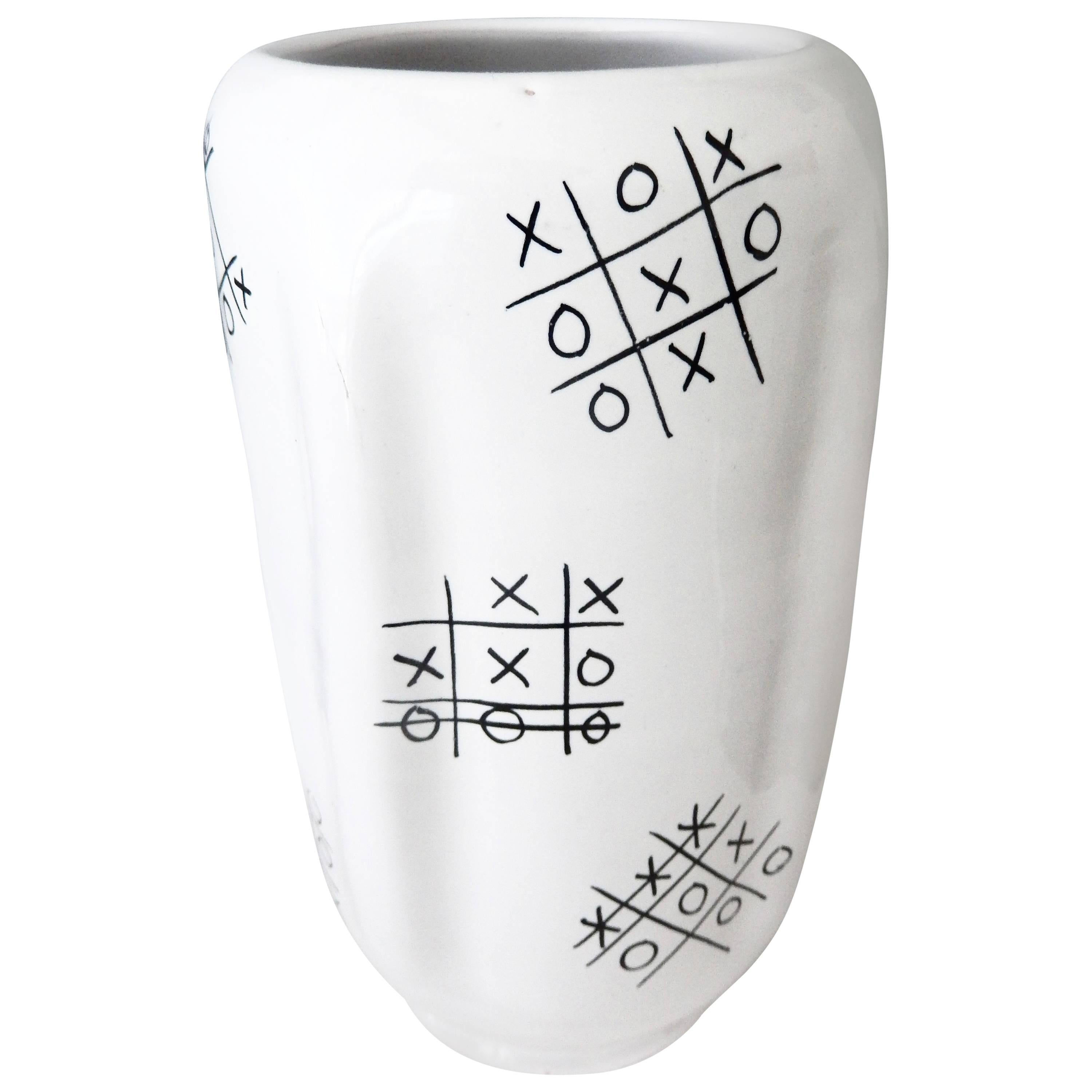 Original Ed Langbein Ceramic "Tic-Tac-Toe" Vase, 1940s