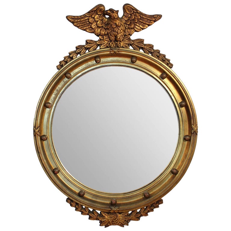 Antique Federal Eagle Gold Giltwood Frame with Convex Mirror at 1stDibs