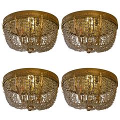 Set of Four Grand Hollywood Regency Flush Mount Chandeliers 6