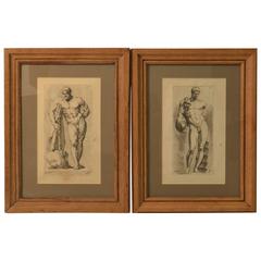 Nude Men Illustrations, Set of Two 2