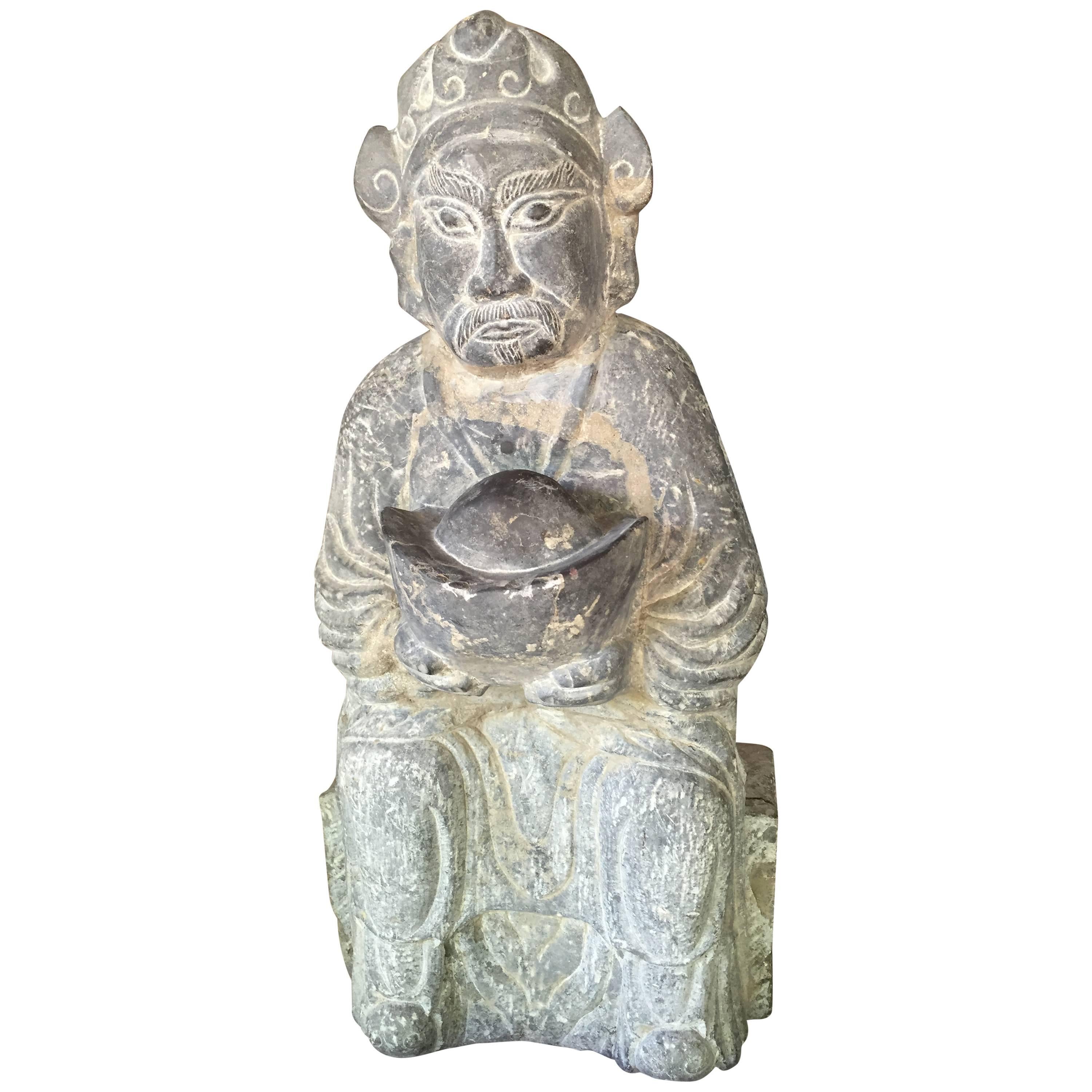 Chinese New Year  Antique Wealth God Caishen Sculpture  For Sale