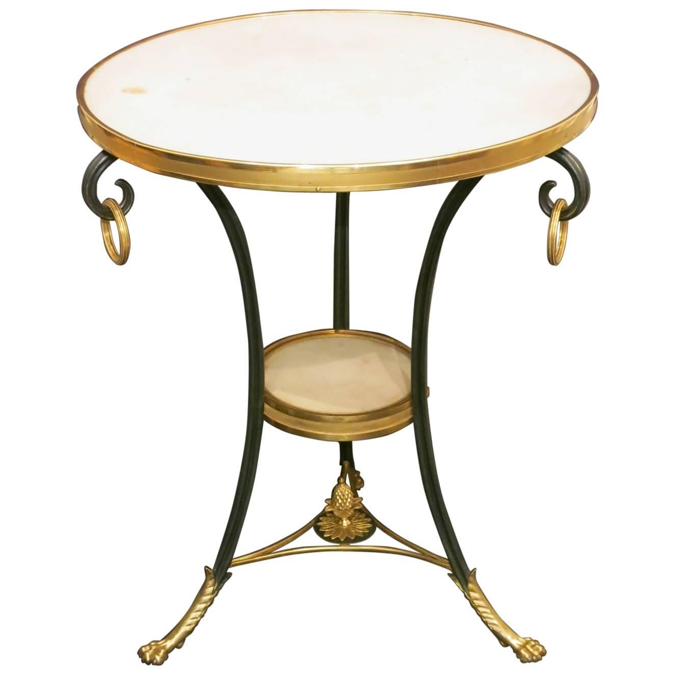 French Patinated and Gilded Bronze Pedestal Table Empire Period For Sale