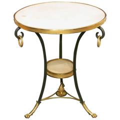 French Patinated and Gilded Bronze Pedestal Table Empire Period