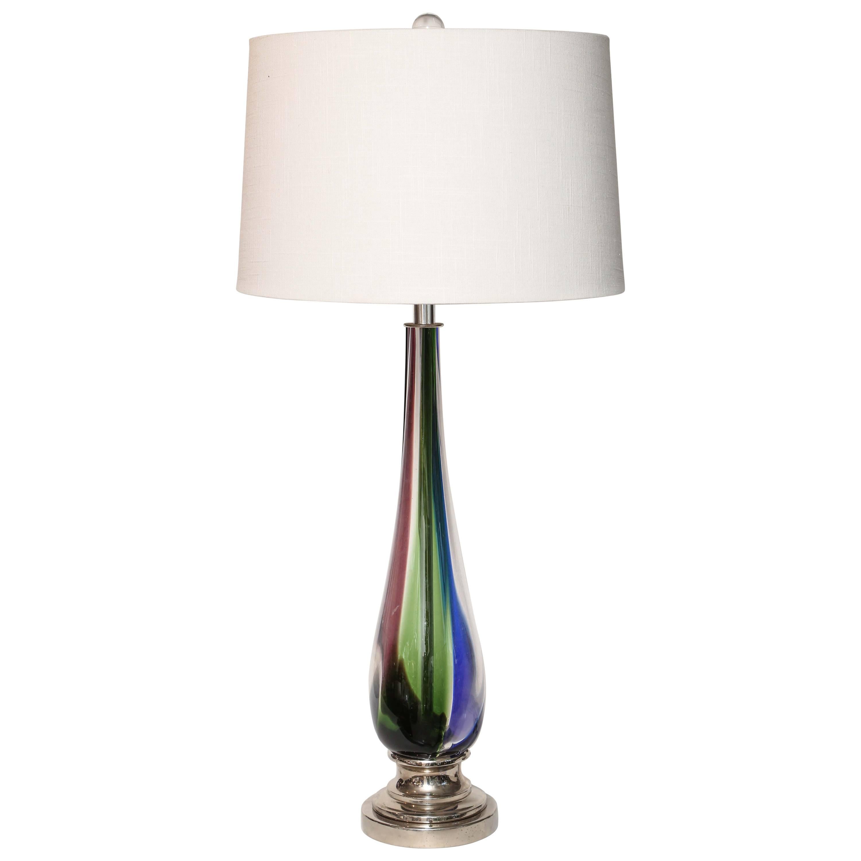 Mid-Century Modern Italian Venini Fulvio Bianconi Attributed Murano Glass Lamp For Sale