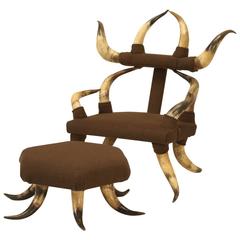 Child's Texas Antique Horn Chair with Ottoman 3