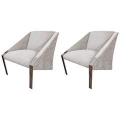 Pair of Andree Putman Chairs with Chrome Detail