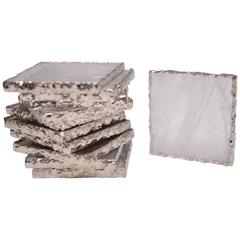 Group of Eight Clear Rock Crystal Quartz Coasters