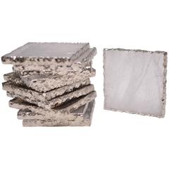 Group of Tewlve Clear Rock Crystal Quartz Coasters