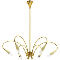 Italian Brass Chandelier Attributed to Stilnovo, circa 1950 5