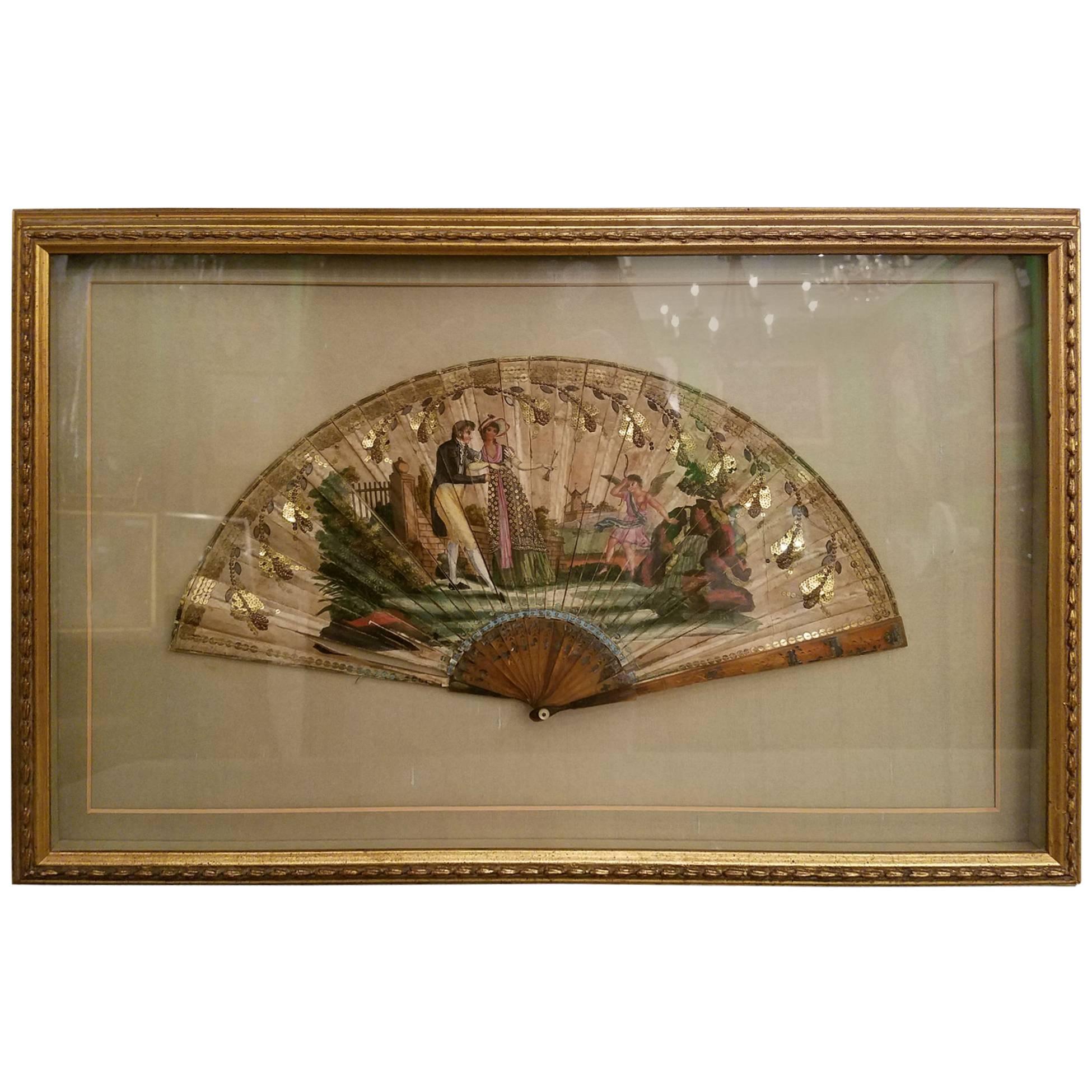 19th Century French Hand-Painted Fan