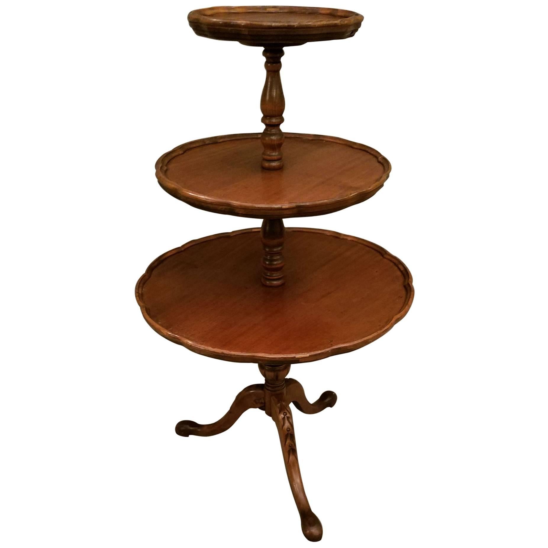 Queen Anne Mahogany Three-Tier Dumbwaiter For Sale