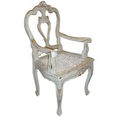 French Paint and Gilt Decorated Armchair Louis XV Style