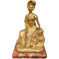Louis Sosson Gilt Bronze Figure of a Lady