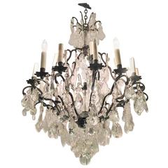 Large and Impressive Versailles Metal and Crystal Chandelier 12
