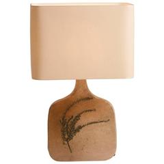 French Mid-Century Ceramic Table Lamp with Botanical Detail