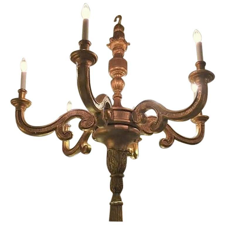 Italian Louis XVI Fashioned Six Light Large Chandelier For Sale
