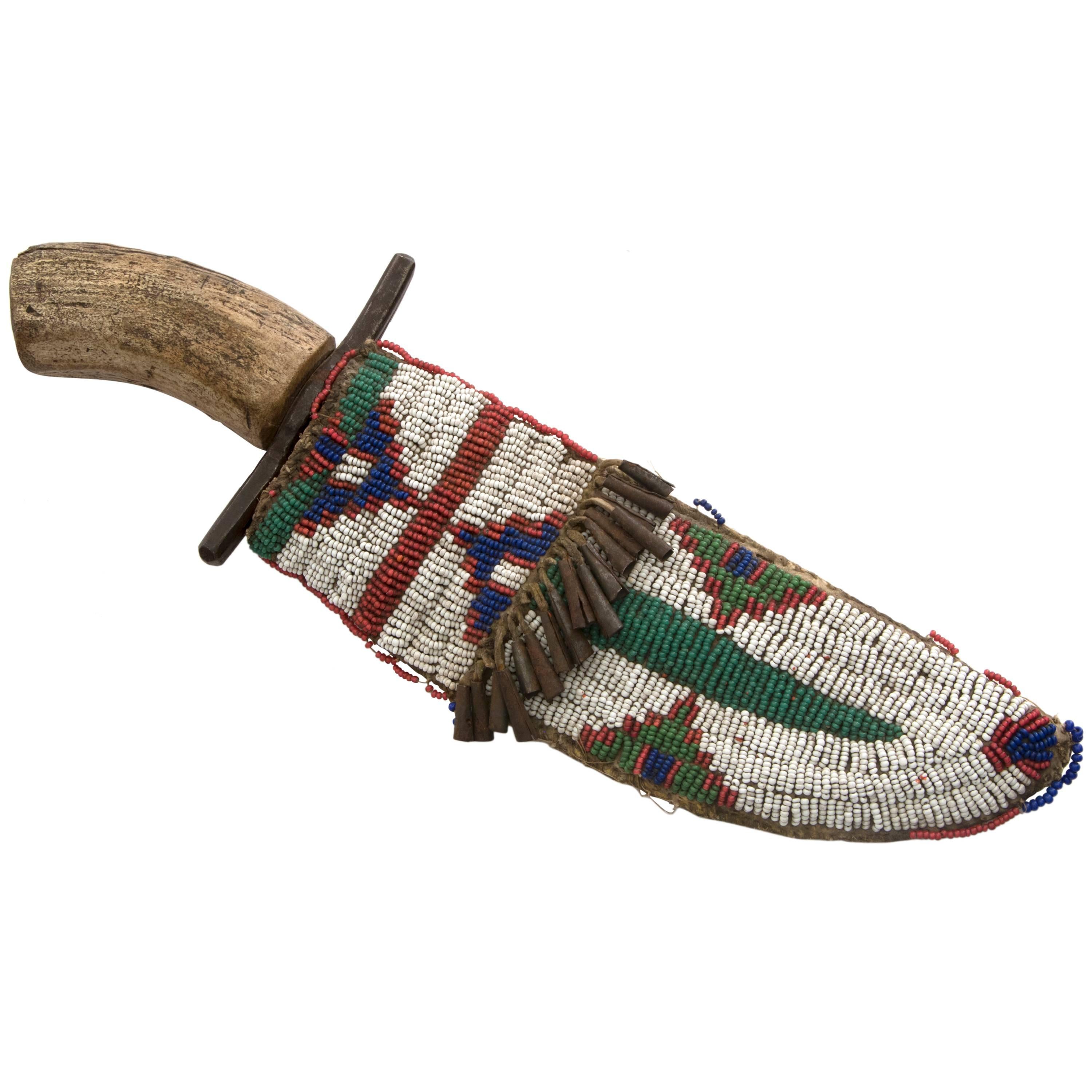 Antique Native American Knife and Sheath, Sioux, 19th Century