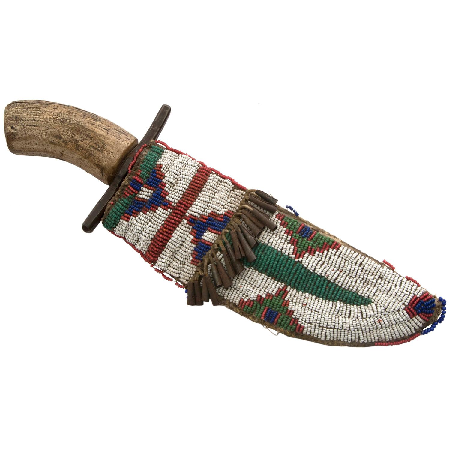 Antique Native American Knife and Sheath, Sioux, 19th Century For Sale