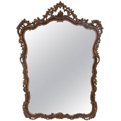19th Century Italian Carved Walnut Mirror