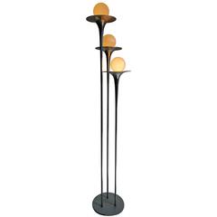 Italian Mid-Century Modern Reggiani Chrome Trumpet Floor Lamp