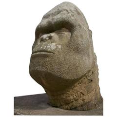 Monumental Carved Stone Gorilla Bust