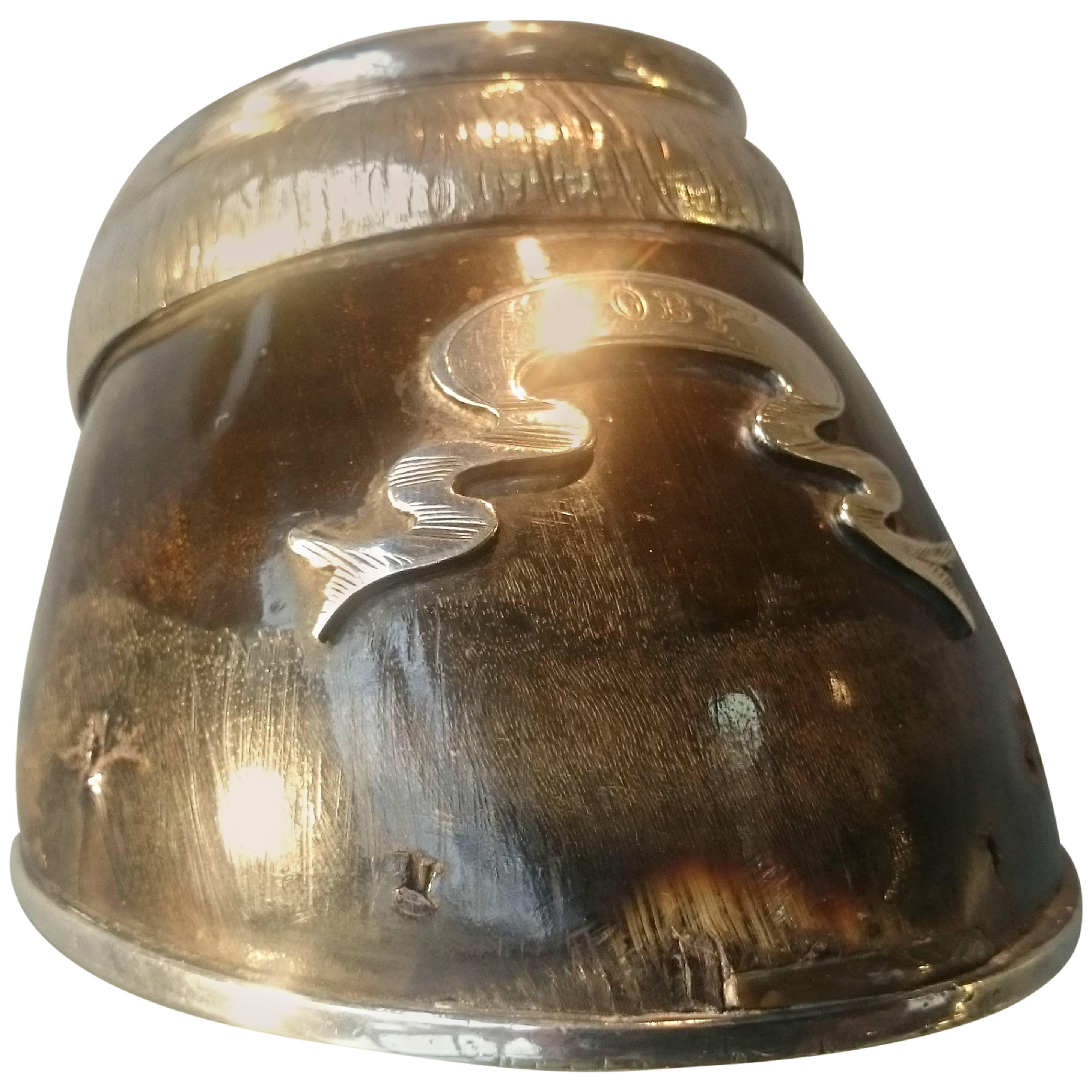 19th Century, Silver Plated, Horse Hoof Inkwell For Sale
