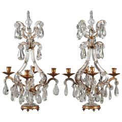 Pair of 19th Century Crystal and Gilt Bronze Candelabra 7