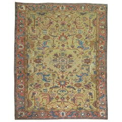 Persian Heriz Carpet with Mustard Gold Field