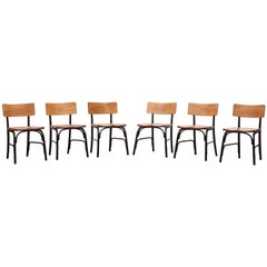 1930s black bentwood, oak Set of six Side Chairs by Fritz Hansen