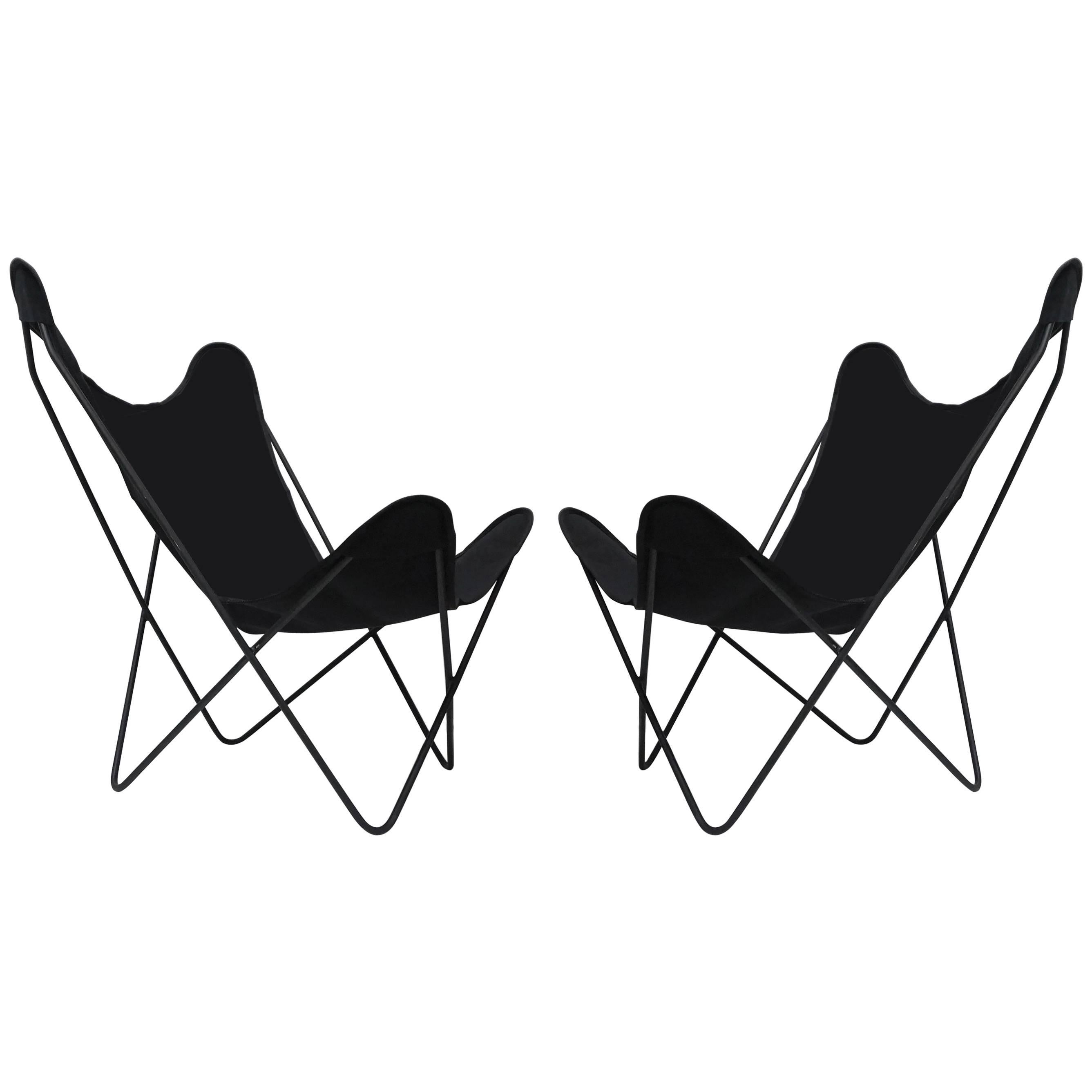 Pair of Knoll Hardoy Black Butterfly Chairs