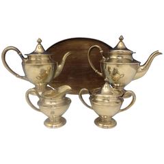 Antique Hammered by Shreve Sterling Silver Tea Set Five-Piece 9