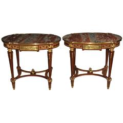 Pair of French Empire Marble Side Tables