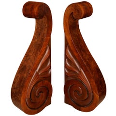 Pair of Large Wooden Scroll Form Corbels by S.D. Willis, Fitchburg, MA