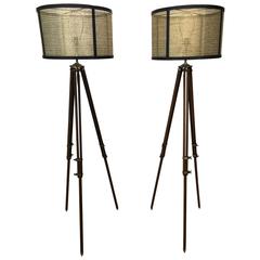 Pair of Antique Surveyor Floor Lamps