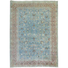 Blue Formal Used Persian Tabriz Rug