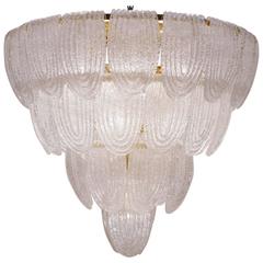 Barovier & Toso Style Chandelier Murano Glass, Gilt Frame, Italian