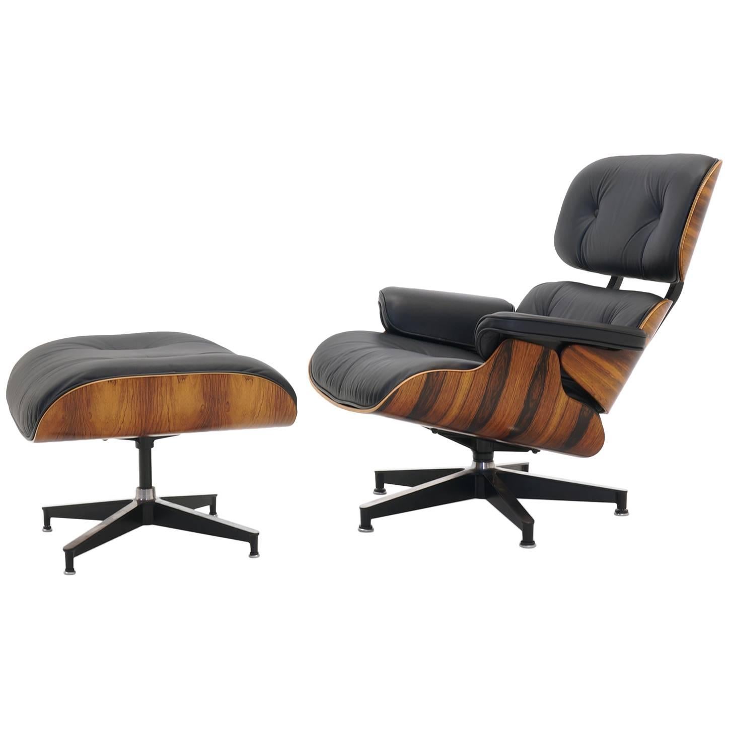 Eames Lounge Chair and Ottoman, Amazing Brazilian Rosewood, Newer HM Cushions