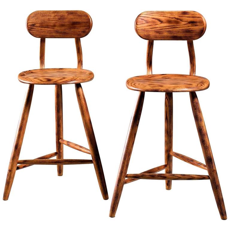 Kai Pedersen Studio Pair Of Bar Stools With Removable Backrest Usa Kai Pedersen Studio Pair Of Bar Stools With Removable Backrest Usa 1983 For