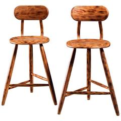 Kai Pedersen Studio Pair of Bar Stools with Removable Backrest, USA, 1983 12