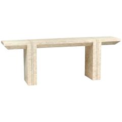 Monumental Signed Karl Springer Tessellated Console Table