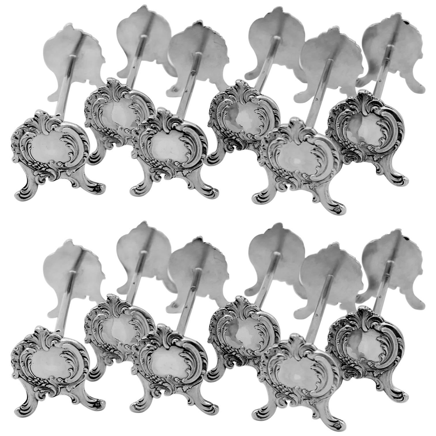 Henin French All Sterling Silver Knife Rests Set of Twelve-Pieces Rococo