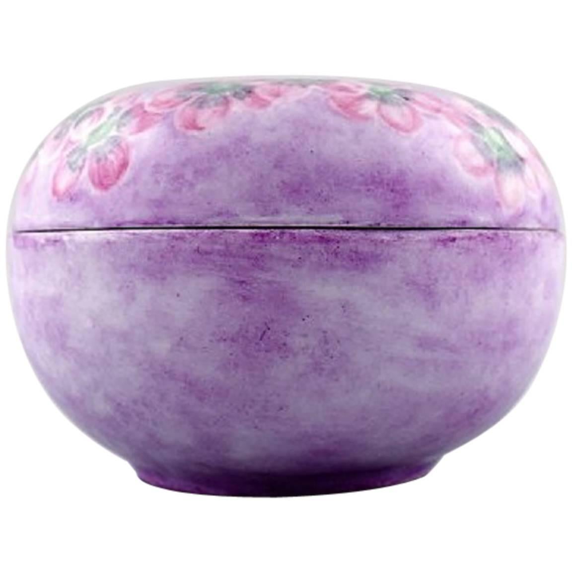 Rosenthal Lidded Jar / Jewelry Box, Hand-Painted with Pink Flowers