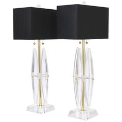 Pair of Restored Ritts Astrolite Lucite Lamps
