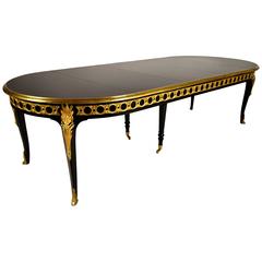 French Louis XV Ebonized Mahogany Oval Dining Table 2