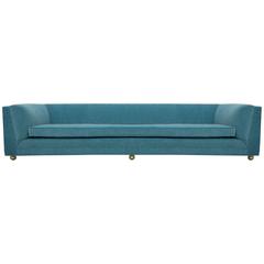 Long and Low Mid-Century Sofa with Rounded Back