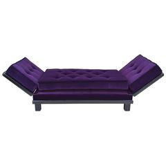 Antique Art Deco Reclining Daybed, Purple Velvet