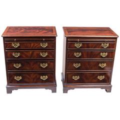 Vintage Pair of Flame Mahogany Bedside Chests Cabinets with Slides