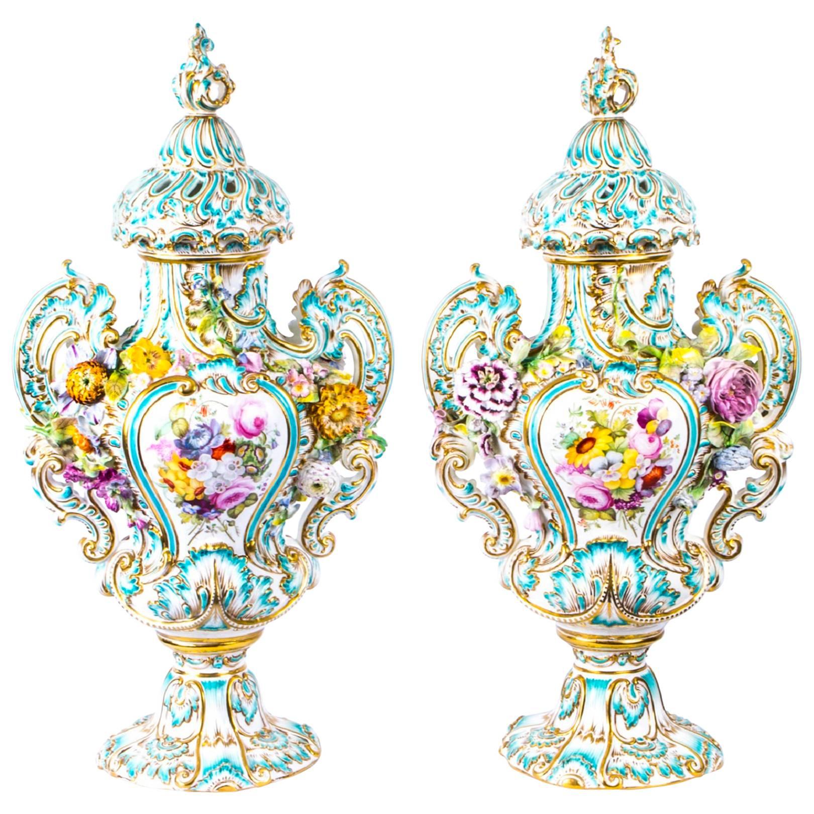 Antique Pair of Meissen Porcelain Vases, circa 1810