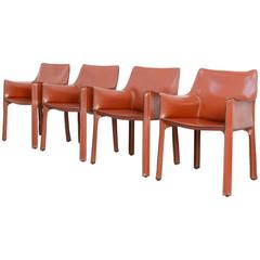 Set of Four CAB Armchairs by Mario Bellini for Cassina