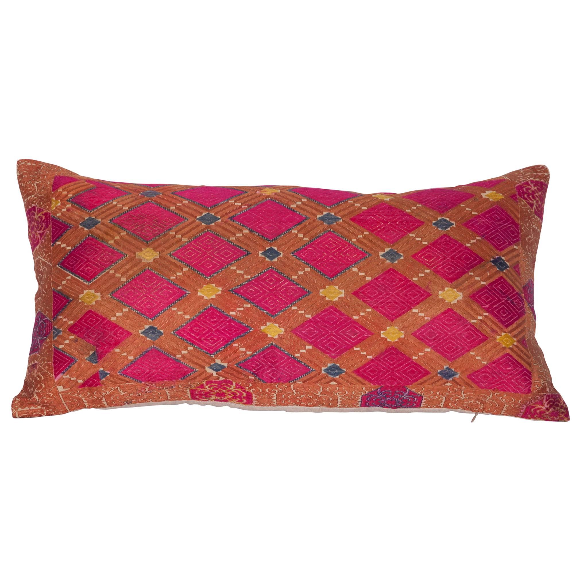 Pillow Made Out of a 1930s Swat Embroidery For Sale